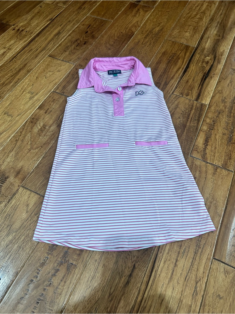 Prokin Pink Striped Polo Dress for Kids